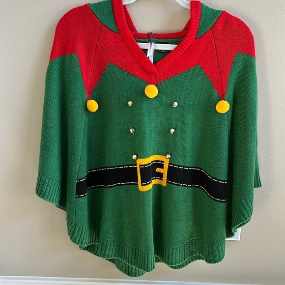 Love By Design Sweaters - Christmas Elf Knit Poncho Size S/M